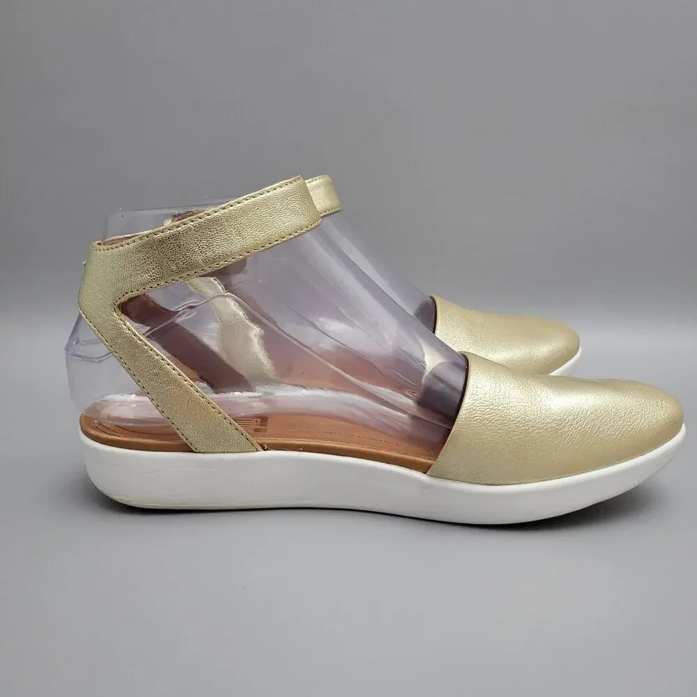 Fitflop Fit Flop Cova Womens Size 6 Ankle Strap Closed Toe Sandal Metallic Gold